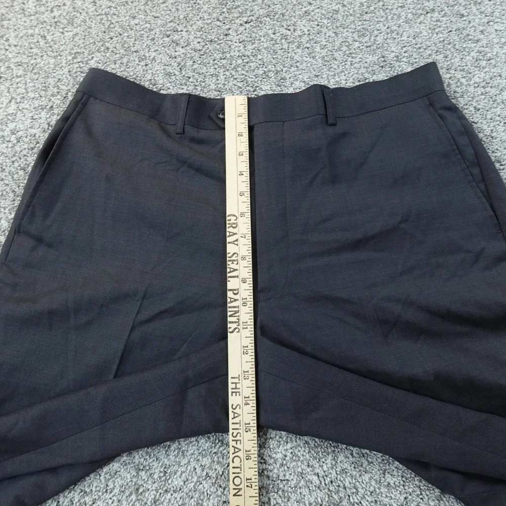 Coogi Pants Mens 38X31 Black Gray Wool Chino Trouser Dress Slacks Flat‎ Front